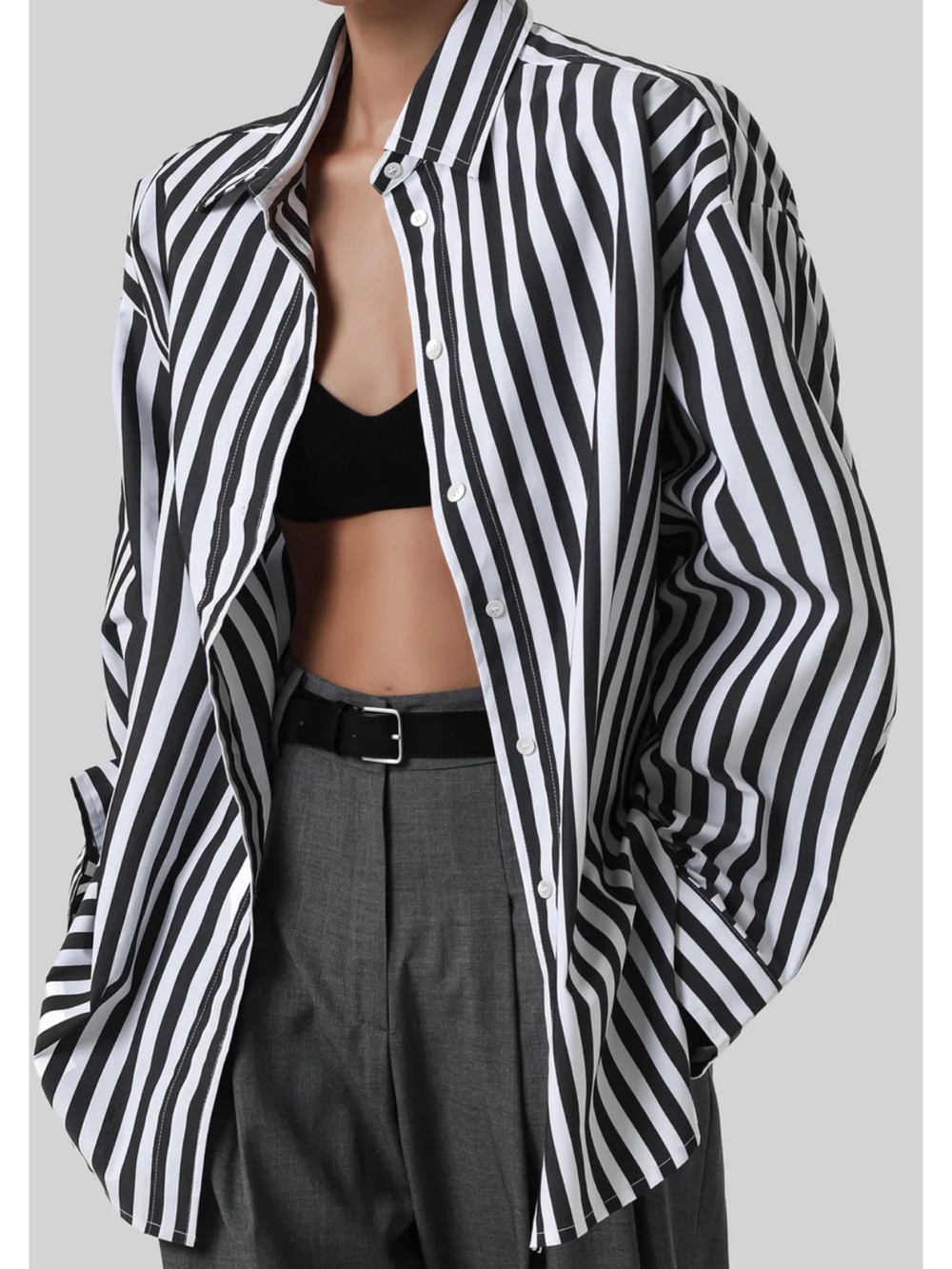 Frankie Shop - SYLVIA OXFORD SHIRT - BLACK/WHITE STRIPE Small - Picture 12 of 12